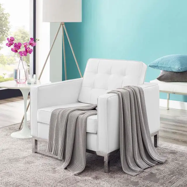 Alt view image 5 of 12 - Loft Tufted Upholstered Faux Leather Armchair