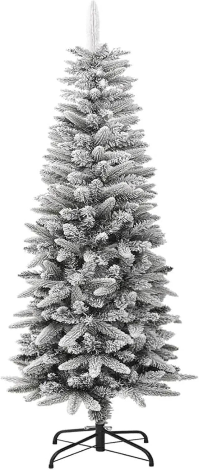 Alt view image 7 of 14 - vidaXL Artificial Slim Christmas Tree with Flocked Snow 4 ft PVC&PE