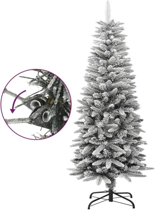 Alt view image 8 of 14 - vidaXL Artificial Slim Christmas Tree with Flocked Snow 4 ft PVC&PE