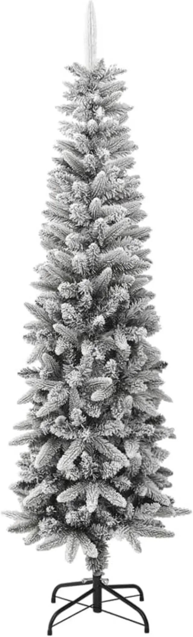 Alt view image 6 of 13 - vidaXL Artificial Slim Christmas Tree with Flocked Snow 7 ft PVC&PE