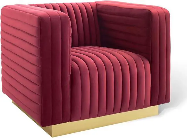 Main image of Charisma Channel Tufted Performance Velvet Accent Armchair Maroon