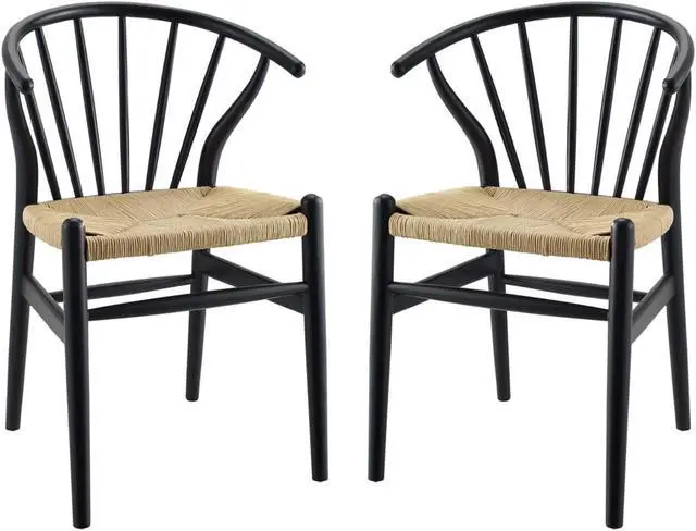 Main image of Flourish Spindle Wood Dining Side Chair Set of 2 Black