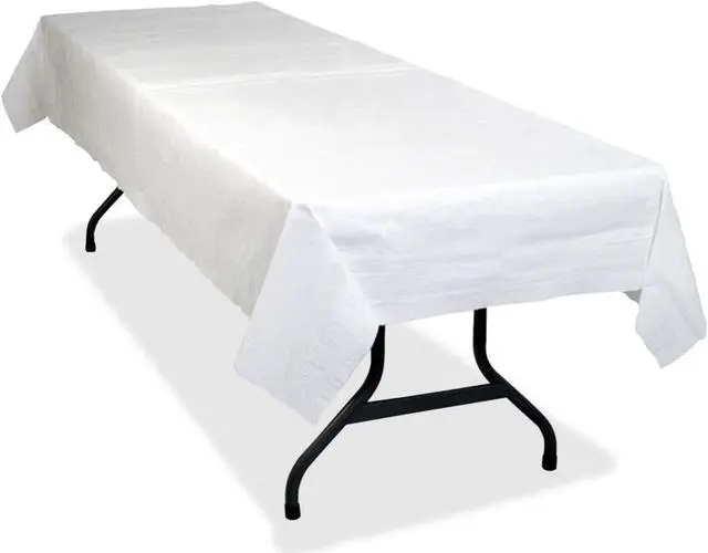 Alt view image 6 of 6 - Tablemate Table Set Poly Tissue Table Cover 54 x 108 White 6/Pack PT549WH