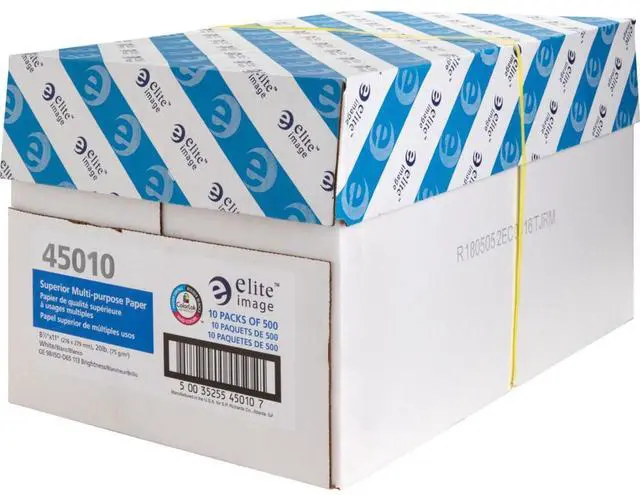 Alt view image 12 of 12 - Elite Image 45010 Multipurpose Paper - 8 1/2" x 11" - 20 lb Basis Weight - 98 Brightness - 5000 sheets / Carton (10 Reams / Carton) - White