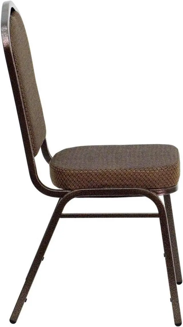 Alt view image 20 of 20 - HERCULES Series Crown Back Stacking Banquet Chair in Brown Patterned Fabric - Copper Vein Frame