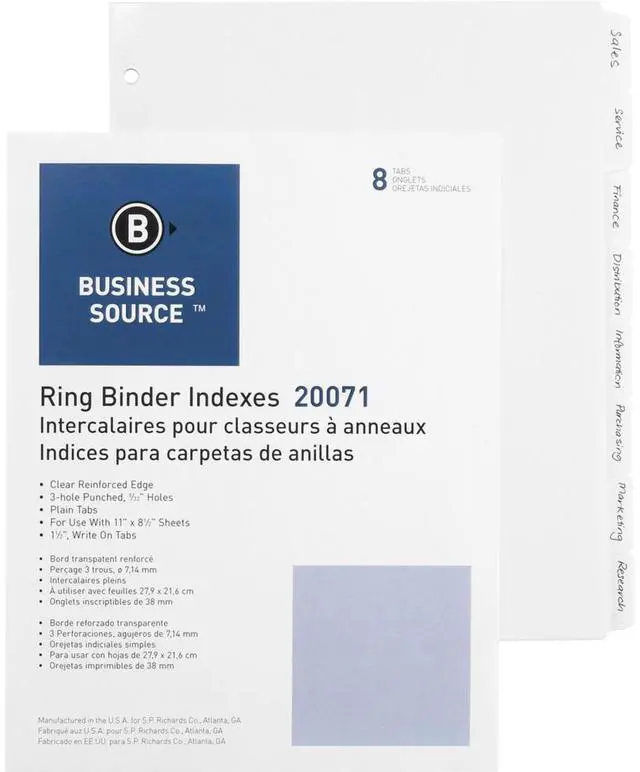 Alt view image 7 of 8 - Business Source Plain Tab Indexes 8-1-1/4" Wide Tab 11"x8-1/2" 100 St/BX WE 20071