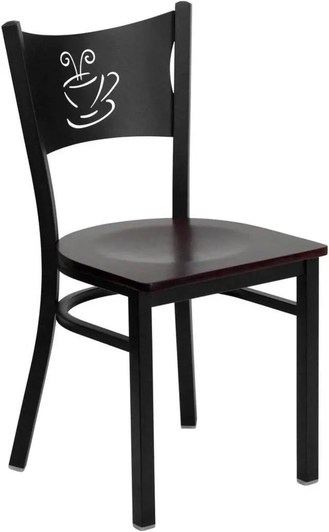 Main image of Flash Furniture XU-DG-60099-COF-MAHW-GG Hercules Series Black Coffee Back Metal Restaurant Bar Stool with Mahogany Wood Seat