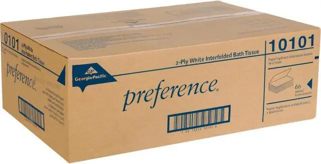 Alt view image 13 of 14 - Georgia Pacific GPC 101-01 Preference Singlefold Interfolded Bathroom Tissue - 60 Packs per Case