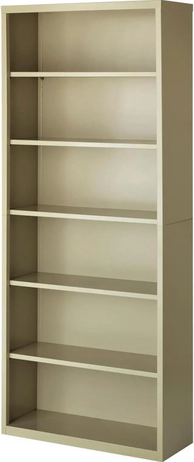 Alt view image 11 of 12 - Lorell Steel Bookcase 6-Shelf 34-1/2"x13"x82" Putty 41293