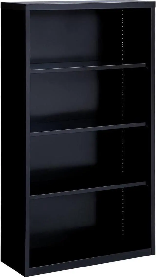 Alt view image 15 of 15 - Lorell Steel Bookcase 4-Shelf 34-1/2"x12-5/8"x60" Black 41288