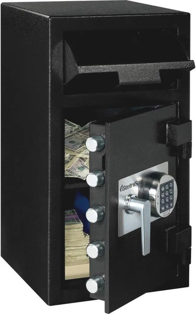 Alt view image 12 of 13 - SENTRY SAFE DH-134E Cash Depository Safe, 1.57 cu ft, 121 lb, Black, Solid Steel