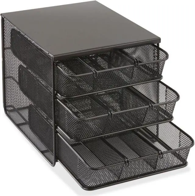 Alt view image 16 of 20 - 3 Drawer Hospitality Organizer 7 Compartments 11 1/2w x 8 1/4d x 8 1/4h Bk