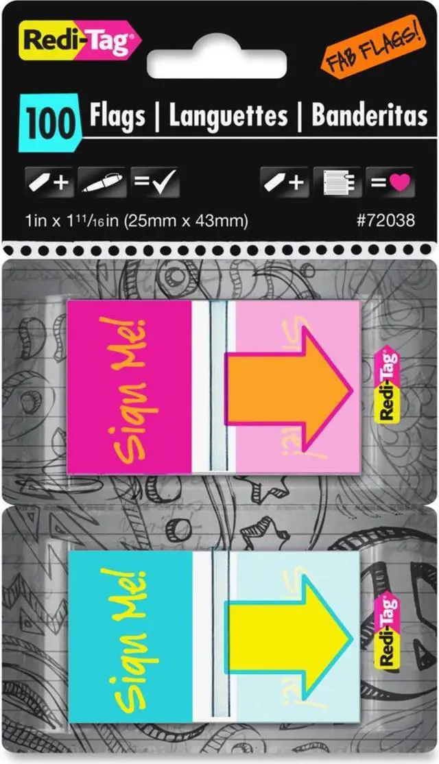 Alt view image 8 of 9 - Pop-Up Fab Page Flags w/Dispenser, "Sign Me!", Red/Orange, Teal/Yellow, 100/Pack