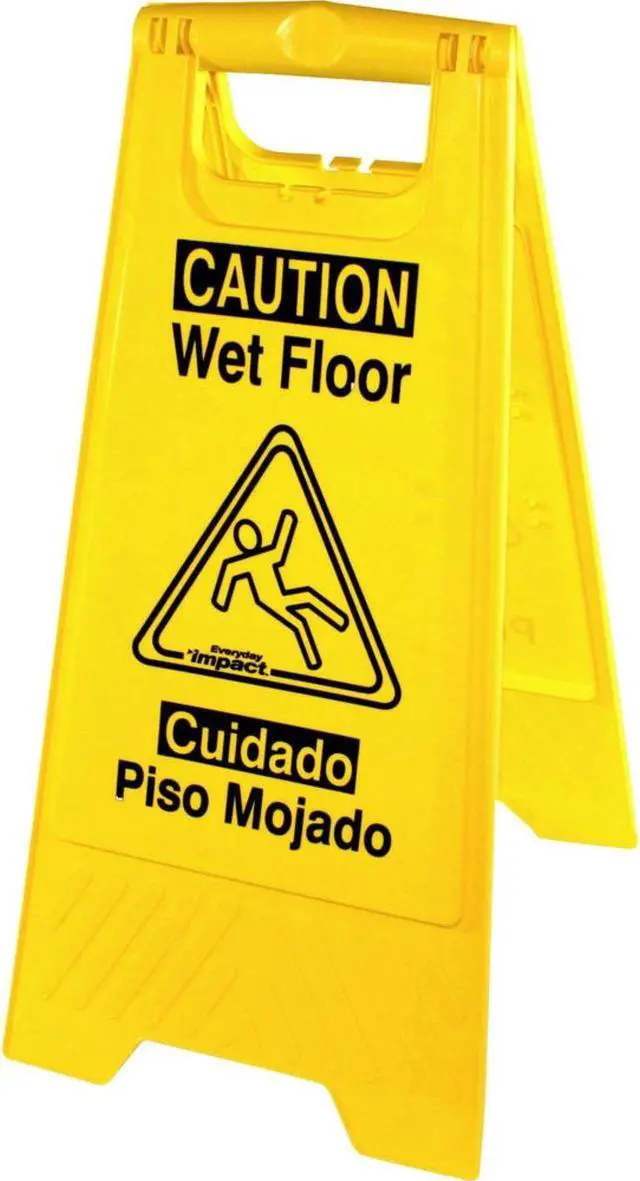 Alt view image 3 of 5 - Genuine Joe Graphic Wet Floor Sign Eng/Spanish Yellow 85117