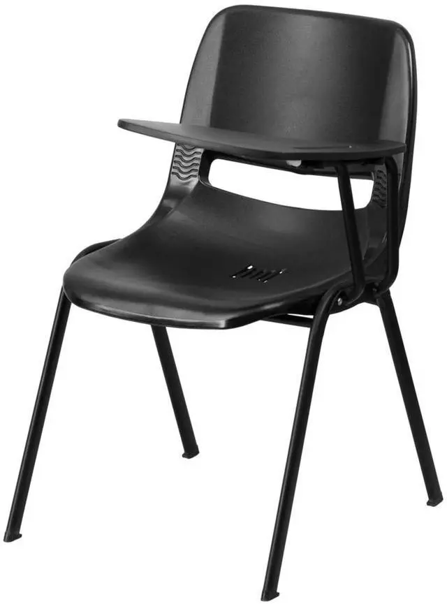 Main image of Black Ergonomic Shell Chair with Left Handed Flip-Up Tablet Arm