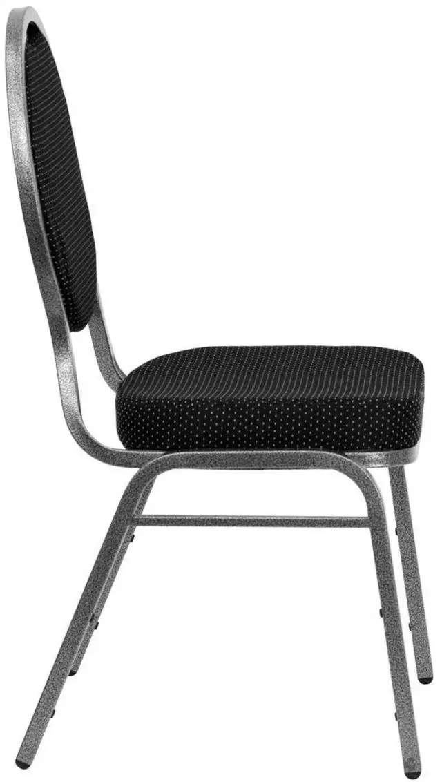 Alt view image 2 of 2 - HERCULES Series Teardrop Back Stacking Banquet Chair in Black Patterned Fabric - Silver Vein Frame