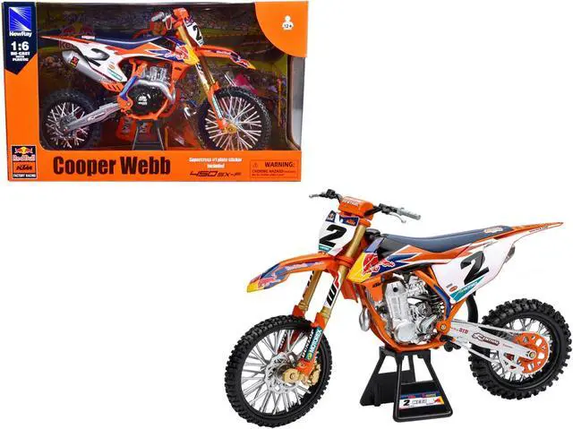 Main image of KTM 450 SX-F #2 Cooper Webb "Red Bull KTM Factory Racing" SuperCross 1/6 Diecast Model by New Ray