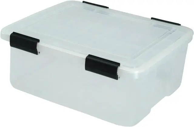 Alt view image 8 of 8 - IRIS USA 30.6 Quart Clear Plastic Weathertight Plastic Storage Container Box