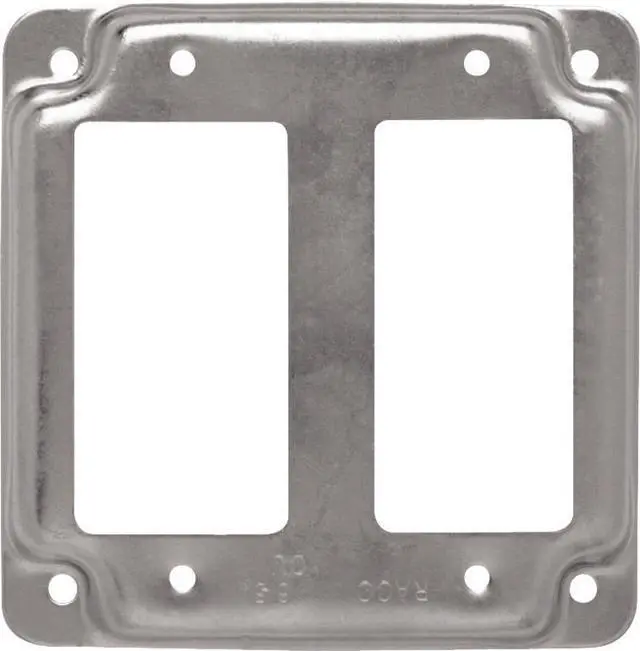 Alt view image 8 of 11 - RACO 809C Box Cover, Square Box Type, 2 Gang, Galvanized Steel, GFCI Receptacle