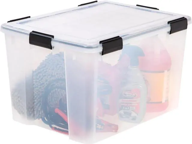 Alt view image 12 of 12 - IRIS USA 74 Qt. Plastic Storage Bins with Sealed Lids, Clear Gasket Box, Airtight Containers