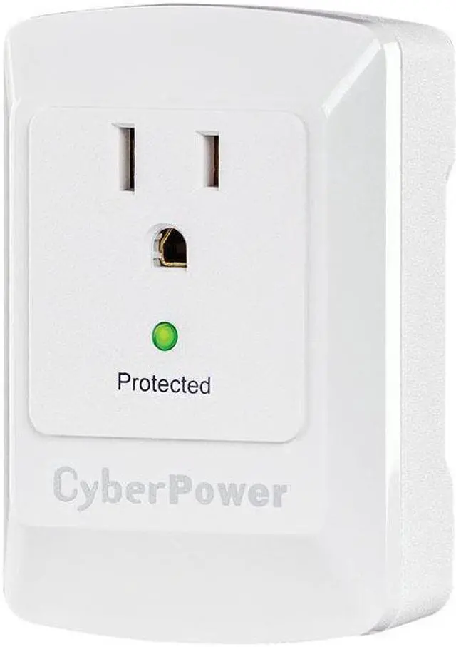 Alt view image 4 of 4 - CyberPower B100WRC1 Essential 1 Outlets Surge Tap, White, 125 Volts