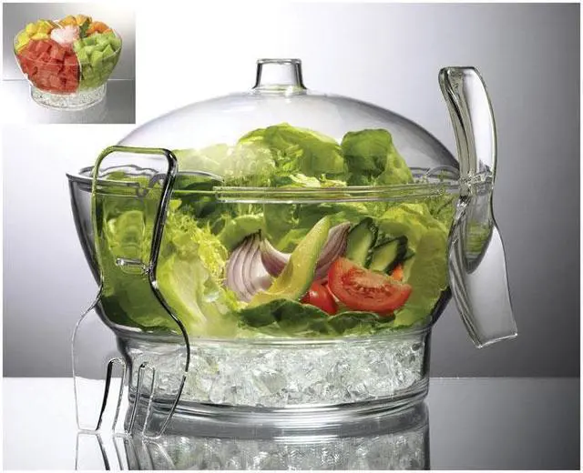 Alt view image 11 of 18 - Prodyne Acrylic Cold Bowl on Ice with Serving Spoon Fork - CB3