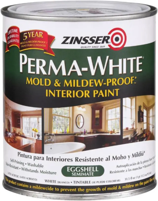 Alt view image 6 of 8 - ZINSSER 2774 Interior Paint, Eggshell, Water Base, White, 1 qt