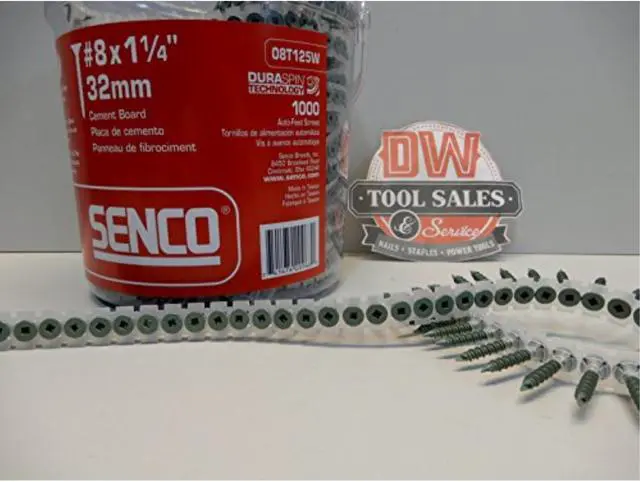 Alt view image 11 of 12 - SENCO 08T125W 8-Gauge 1-1/4 in. Collated Cement Board Screws (1,000-Pack)