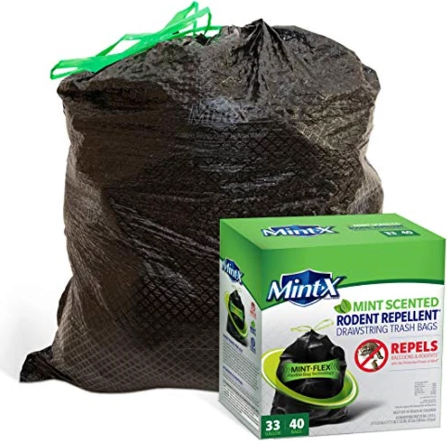 Main image of 6037033 TRASH BAGS 33G 40PK Mint-X 33 gal Mint Scent Trash Bags Drawstring 40 pk (Pack of 3)