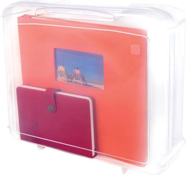Alt view image 6 of 6 - IRIS USA Fits 12" x 12" Paper Thick Portable Plastic Scrapbook Project Case with Built-in Handle