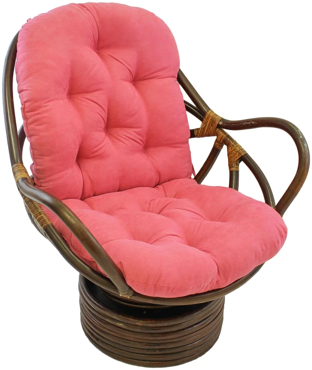 Main image of Blazing Needles Solid Microsuede Swivel Rocker Chair Cushion, 48" x 24", Berry Berry