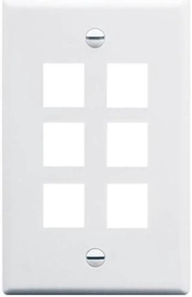 Alt view image 5 of 5 - ICC IC107LF6WH Oversized Classic face Plate 6 Port White