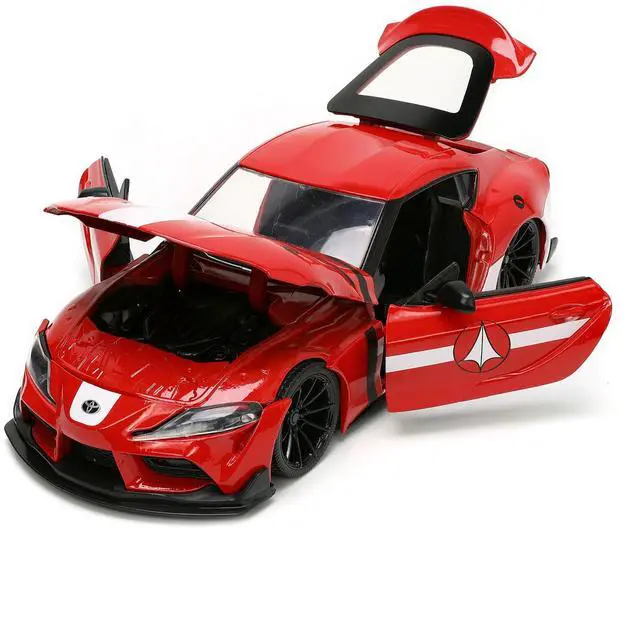 Alt view image 3 of 11 - 2020 Toyota Supra Red with Graphics and Miriya Sterling Diecast Figurine "Robotech" "Hollywood Rides" Series 1/24 Diecast Model Car by Jada