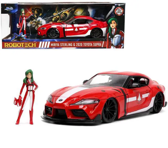 Alt view image 5 of 11 - 2020 Toyota Supra Red with Graphics and Miriya Sterling Diecast Figurine "Robotech" "Hollywood Rides" Series 1/24 Diecast Model Car by Jada