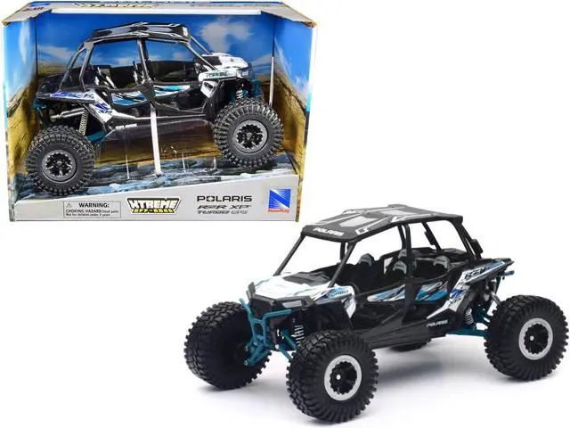 Main image of Polaris RZR XP 4 Turbo EPS Sport UTV White with Graphics and Black Top "Xtreme Off-Road" Series 1/18 Diecast Model by New Ray
