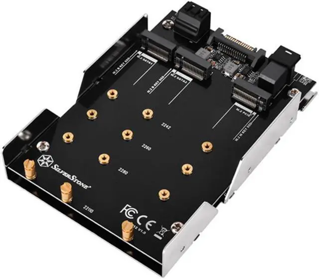 Alt view image 9 of 18 - 3.5" device bay to two M.2 SATA & one M.2 NVMe SSD adapter with 2x SATA cable includes