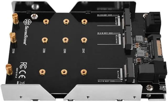 Alt view image 11 of 18 - 3.5" device bay to two M.2 SATA & one M.2 NVMe SSD adapter with 2x SATA cable includes