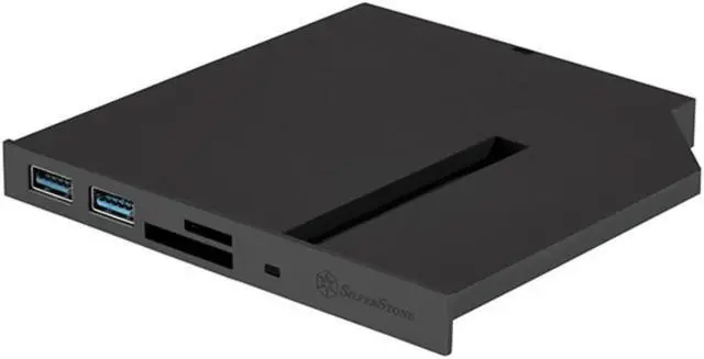 Alt view image 2 of 8 - Black (with white replace panel), 12.7mm tray loading type slim ODD bay, 1 * USB3.0 C type, Cardreader, Support SDXC / Micro SDXC, 1 * M.2 SATA type SSD slot