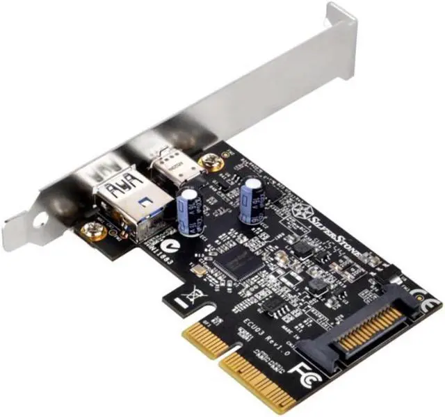 Alt view image 3 of 10 - 2 ports USB 3.1 Gen2 10Gbps Type C and Type A PCI Express card Gen2 x 2 (USB 3.1 A+C)