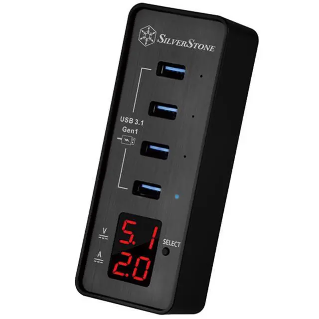 Alt view image 3 of 10 - A smart four port USB 3.0 hub with fast charging and power meter