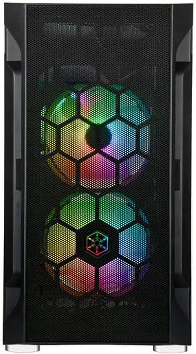 Alt view image 3 of 7 - silverstone fah1mb-pro tempered glass, 3 120mm argb fans, black, mid-tower micro-atx case with mini-dtx and mini-itx support (fara h1m pro)