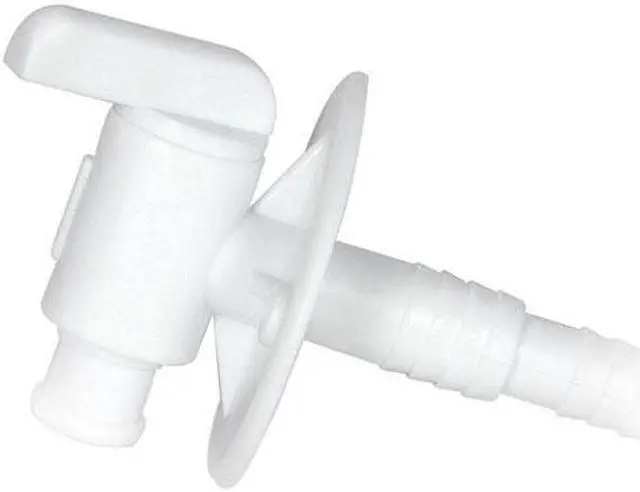 Alt view image 2 of 2 - Camco 22223 Dual-Size Drain Valve with Flange - 3/8" or 1/2" Barb
