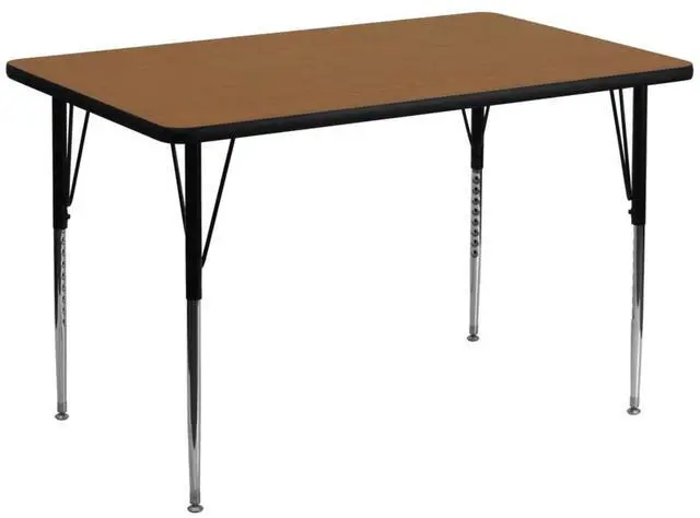 Alt view image 5 of 6 - Flash Furniture XU-A3048-REC-OAK-T-A-GGRectangular Activity Table with Oak Thermal Fused Laminate Top/Standard Height Adjustable Legs