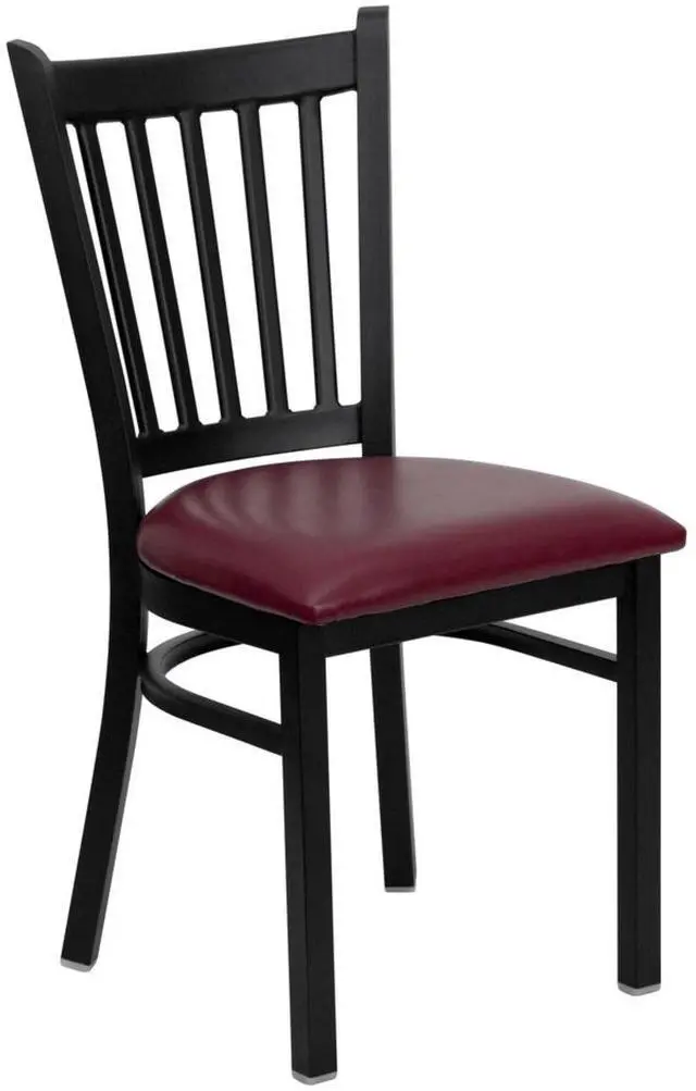 Alt view image 12 of 13 - Flash Furniture XU-DG-6Q2B-VRT-BURV-GG Hercules Series Black Vertical Back Metal Restaurant Chair with Burgundy Vinyl Seat