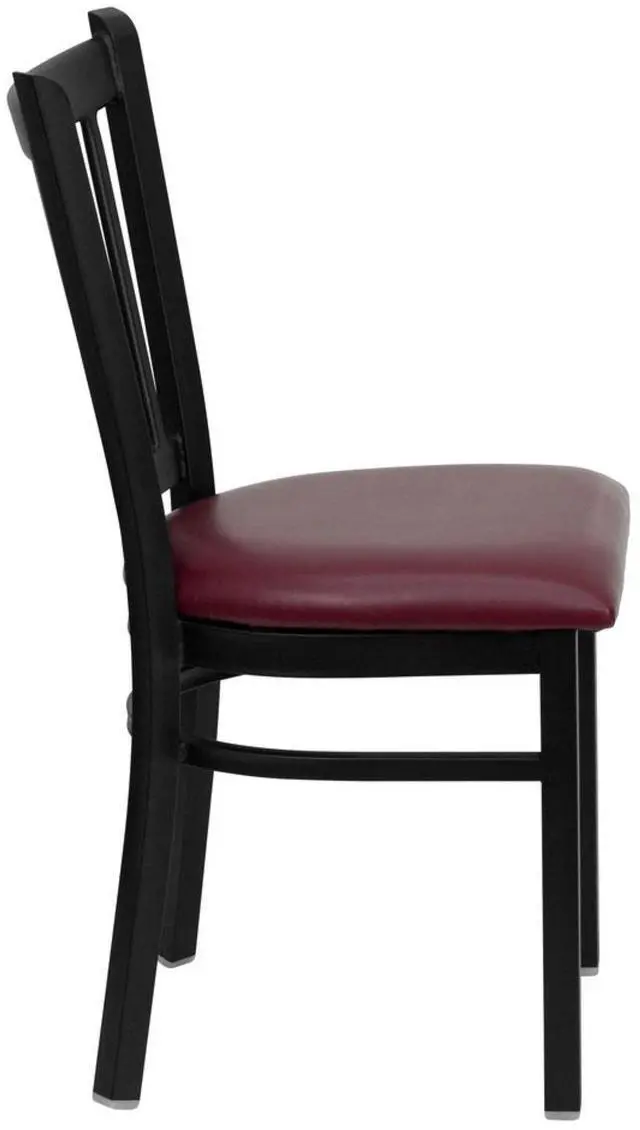 Alt view image 13 of 13 - Flash Furniture XU-DG-6Q2B-VRT-BURV-GG Hercules Series Black Vertical Back Metal Restaurant Chair with Burgundy Vinyl Seat