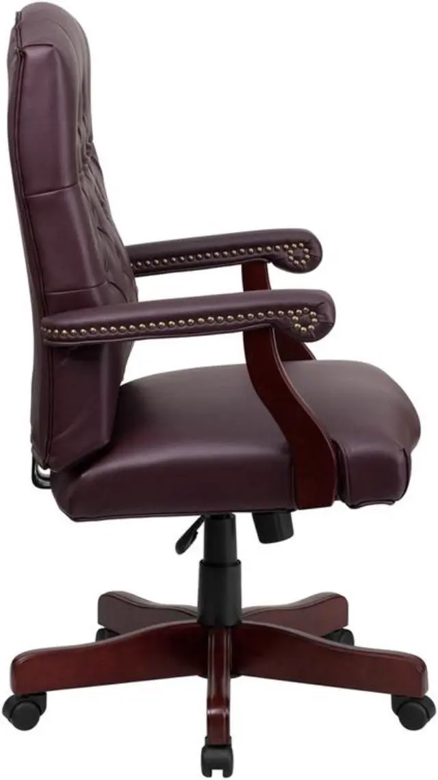 Alt view image 9 of 20 - Martha Washington Burgundy LeatherSoft Executive Swivel Office Chair with Arms