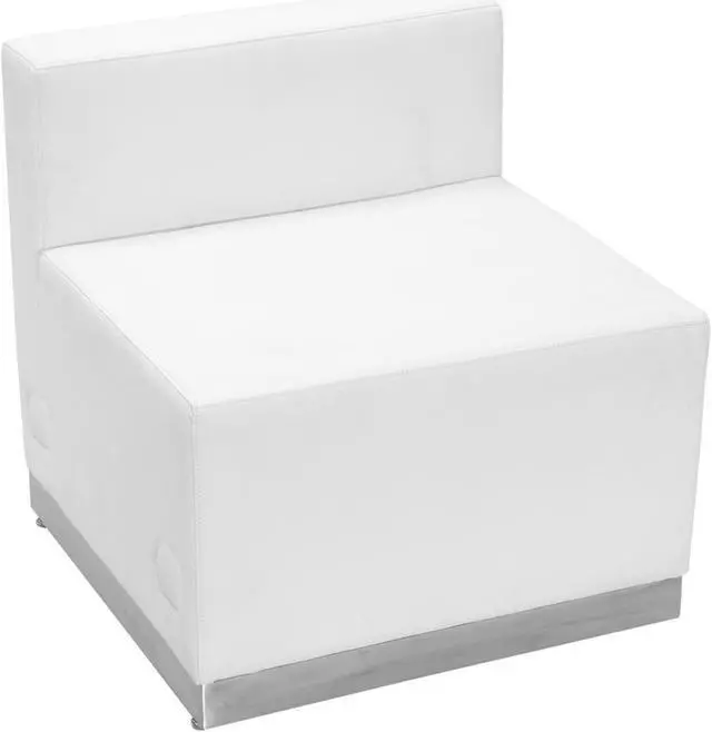 Alt view image 16 of 20 - HERCULES Alon Series Melrose White LeatherSoft Chair with Brushed Stainless Steel Base
