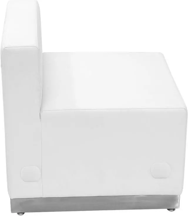 Alt view image 17 of 20 - HERCULES Alon Series Melrose White LeatherSoft Chair with Brushed Stainless Steel Base