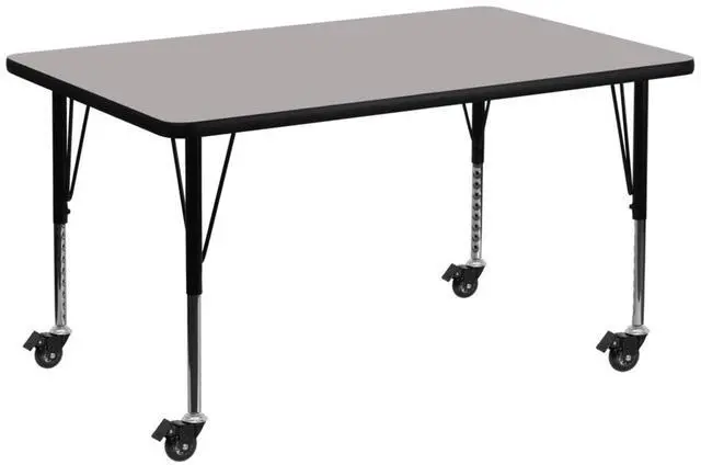 Alt view image 5 of 6 - Flash Furniture Mobile 30 by 48-Inch Rectangular Activity Table with 1.25-Inch Thick High Pressure Grey Laminate Top and Height Adjustable Pre-School Legs