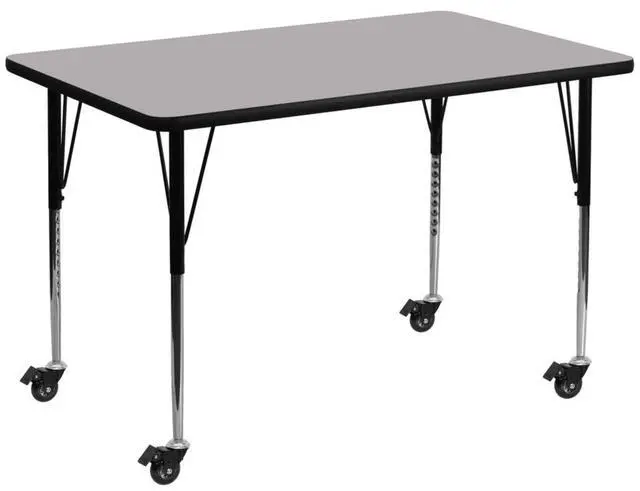 Alt view image 5 of 6 - Flash Furniture Mobile 30 by 48-Inch Rectangular Activity Table with Grey Thermal Fused Laminate Top and Standard Height Adjustable Legs